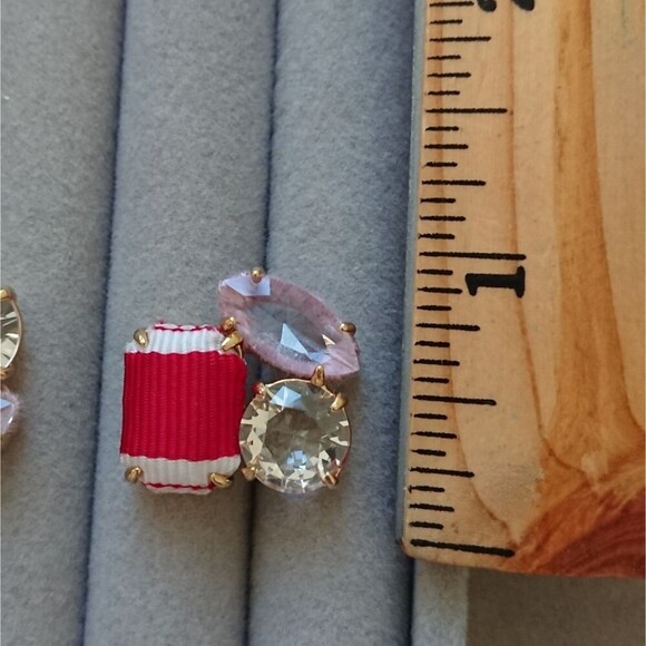 J. Crew Cluster stone earrings - clear, pink and red - Picture 8 of 8